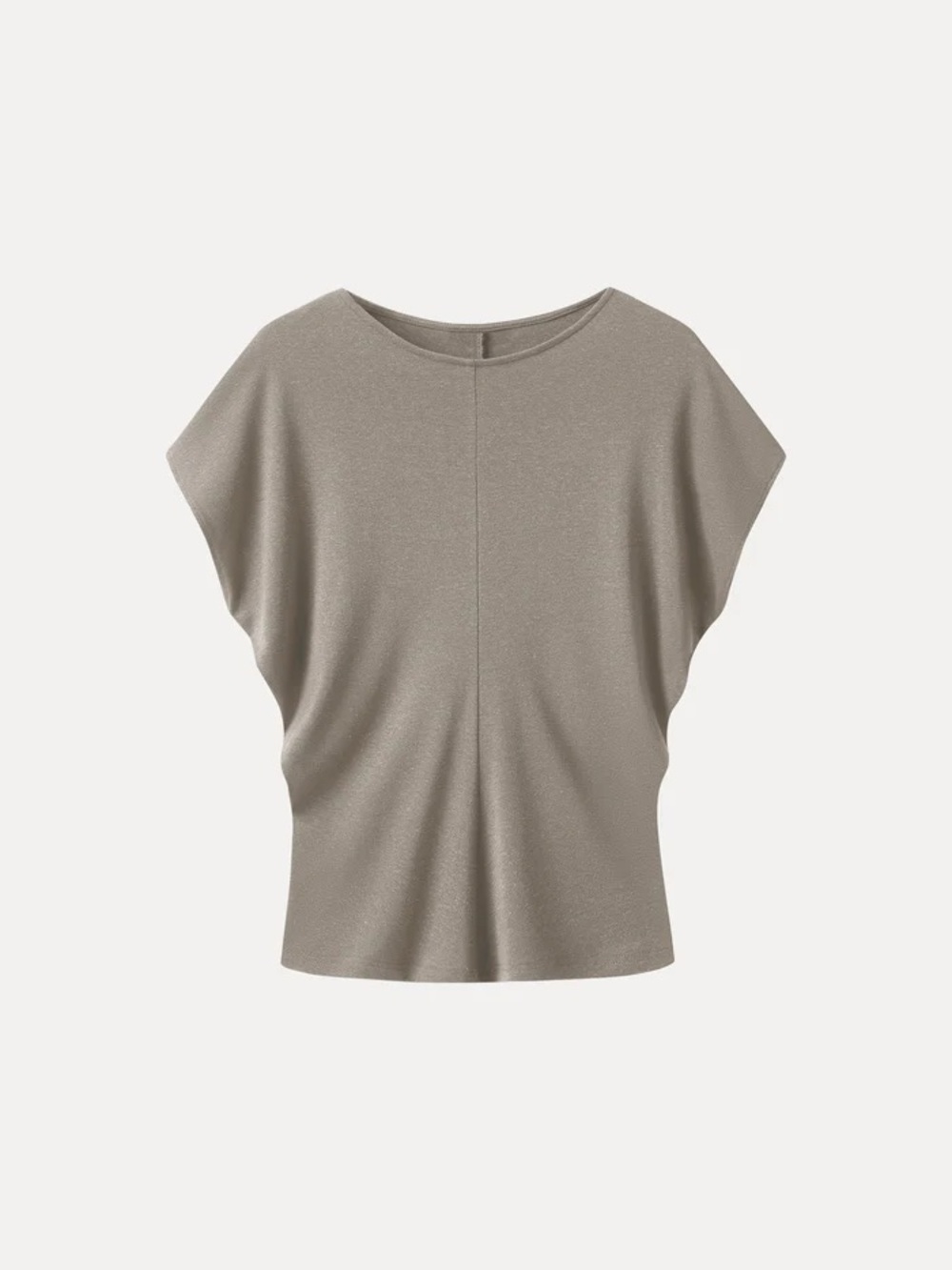NWT OGL Tencel-Linen Blend Round Neck Relaxed Summer Top in dark alabaster